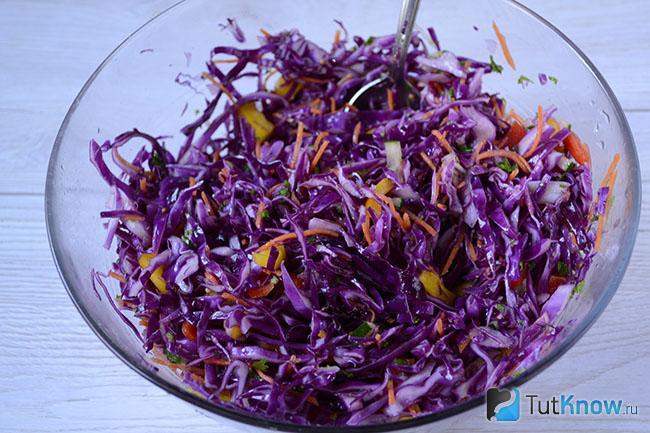 Перемешанная салатная заправка с овощами