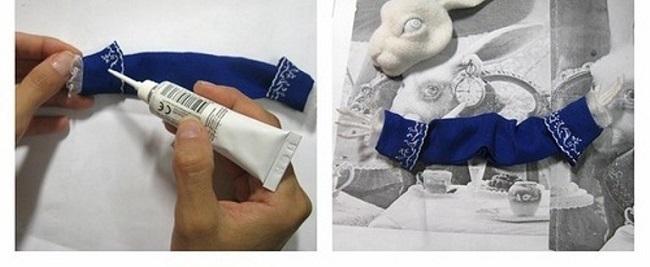 Склеиваем синие рукава