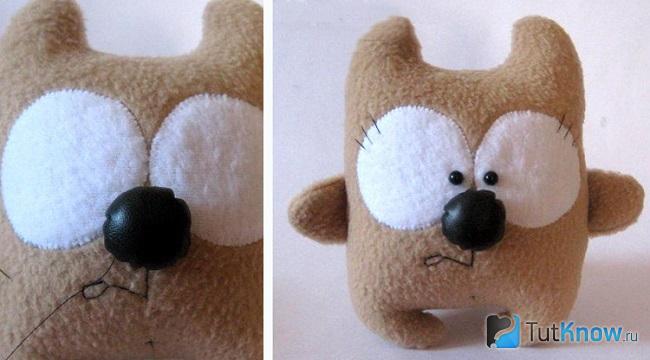 Пришиваем нос и глаза для медвежонка