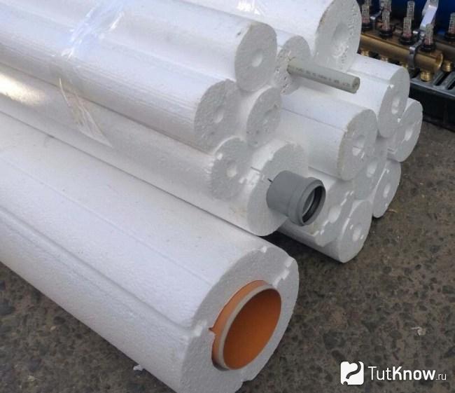 Скорлупа из пенопласта для теплоизоляции канализации