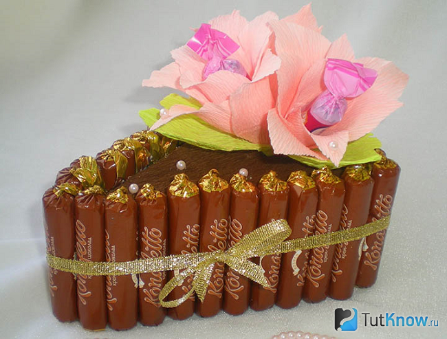 Кусок торта из конфет