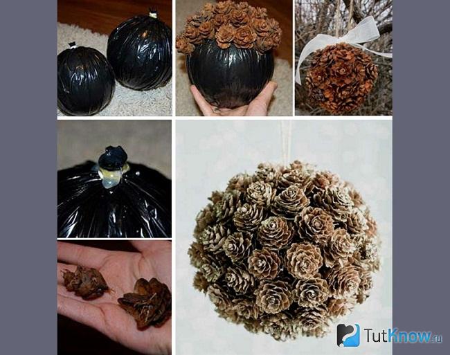 Игрушка из шишек