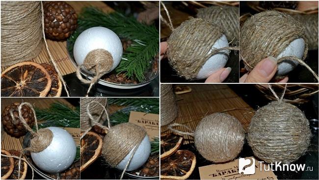 Игрушки, декорированные нитью