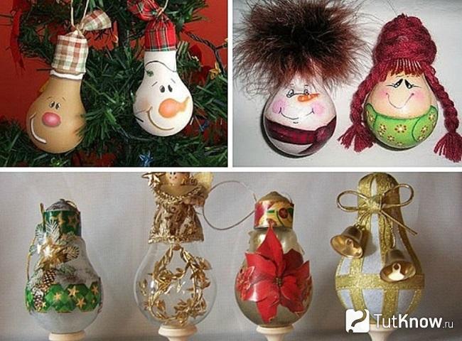 Новогодние игрушки из лампочек