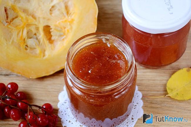 Готовый джем из калины и тыквы