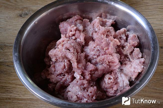 Мясной фарш в мисочке