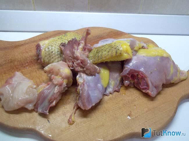 Утка порублена кусочками