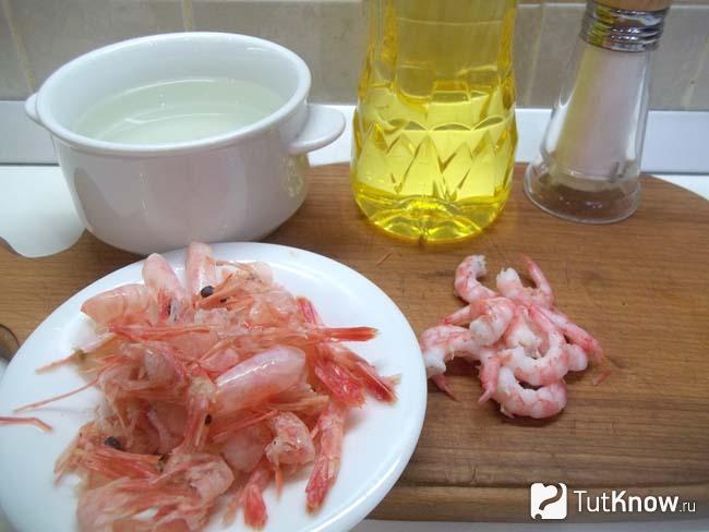 Креветки очищены от панциря