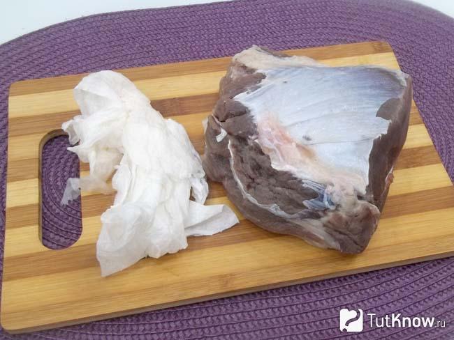 Мясо просолено и вымыто от соли