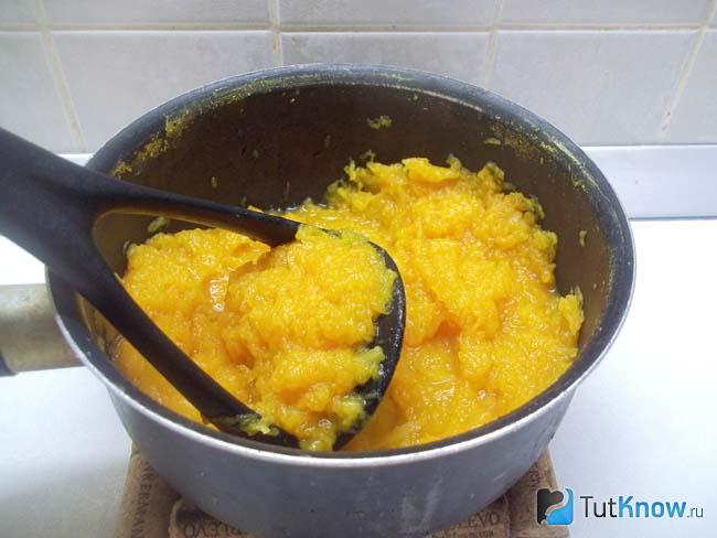 Отваренная тыква пюрирована