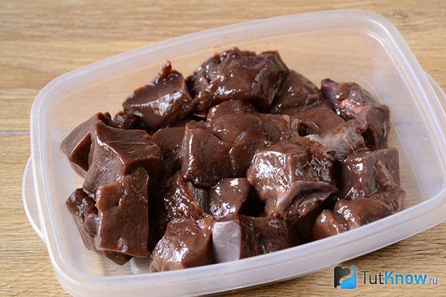 Куски говяжьей печени