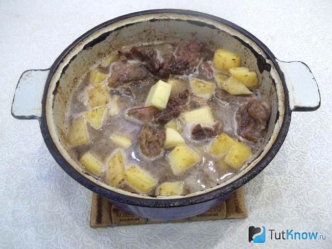 Продукты залиты водой и отправлены в духовку