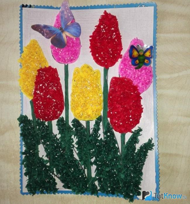 Весенняя картина из бумаги своими руками