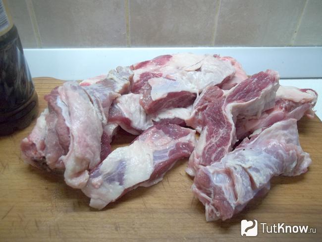 Мясо вымыто и нарезано