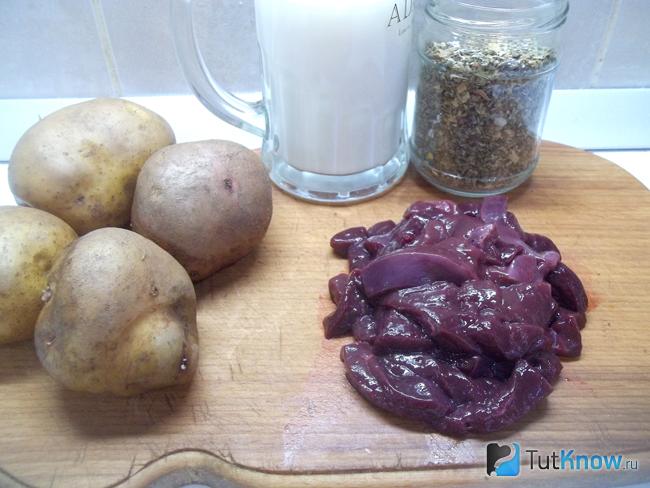 Печень нарезана кусочками