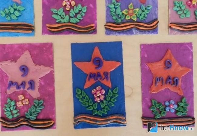 Открытки ко Дню Победы из пластилина
