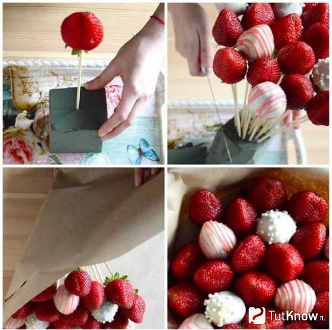 Букет из клубники на свадьбу