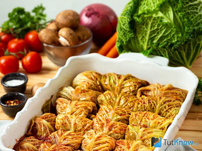 Овощные голубцы с савойской капустой