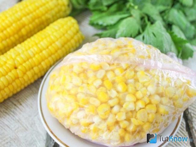 Заморозка сырых зерен кукурузы