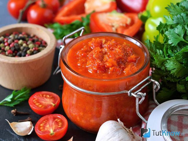 Аджика с баклажанами и сладким перцем