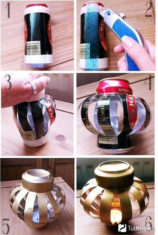 Фонарик из жестяных банок