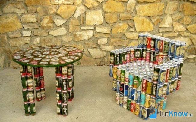 Мебель для сада из жестяных банок