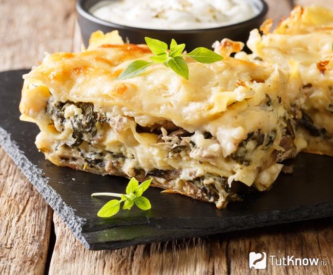 Лазанья с грибами