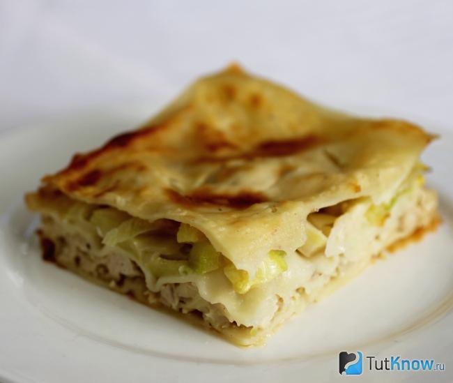 Лазанья с курицей и кабачками