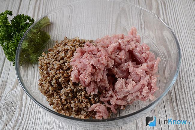 Гречневая крупа и фарш