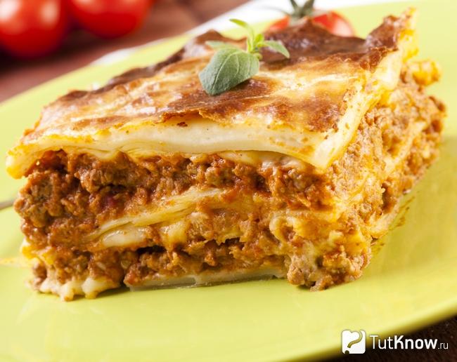 Лазанья с грибами и фаршем