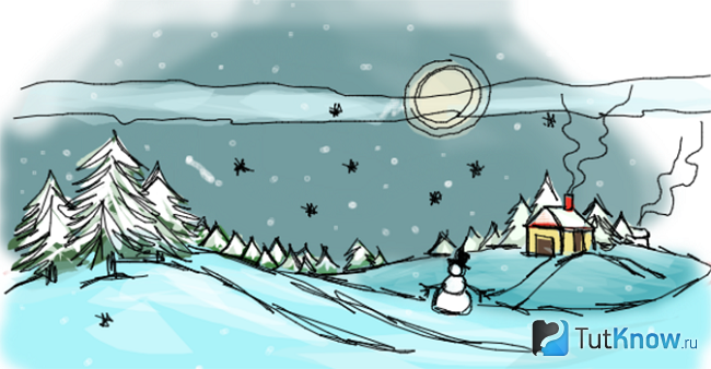 Рисунок зимний пейзаж