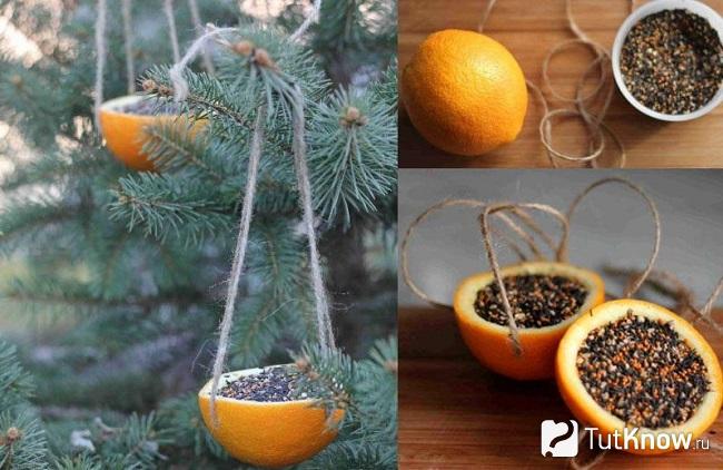 Кормушка из апельсина