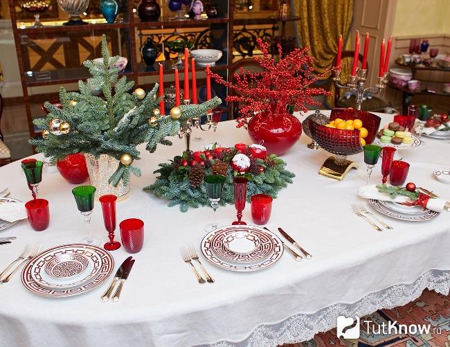 Украшение новогоднего стола венками