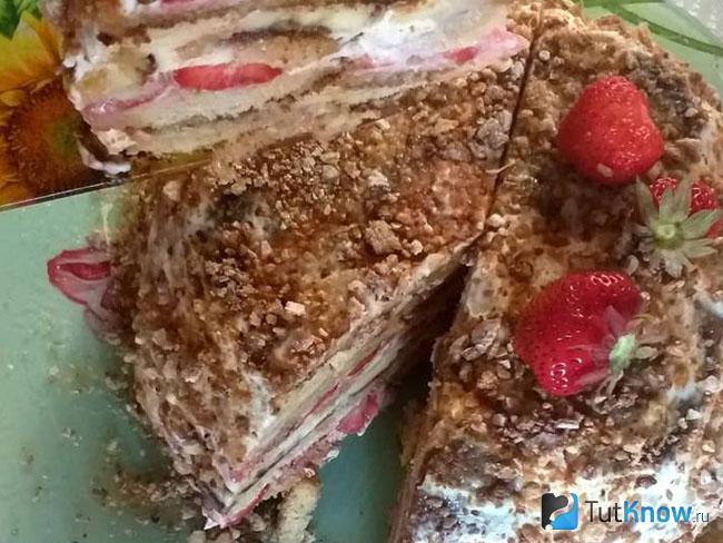 Торт из пряников без выпечки со сгущенкой