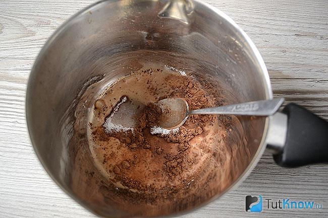 Какао и сахар с желатином