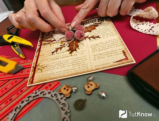 Материалы для изготовления открытки на Рождество