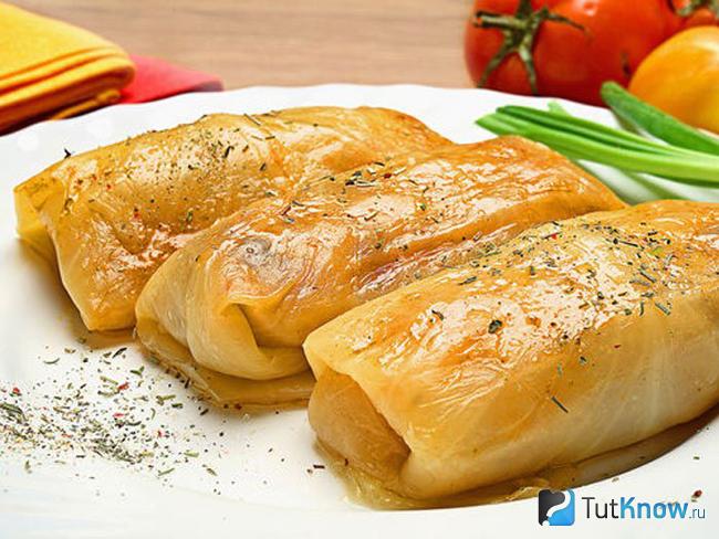 Постные голубцы с рисом и грибами