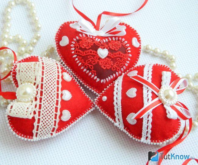 Валентинки из фетра