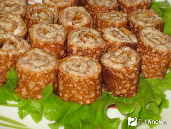 Блины с печеночной начинкой