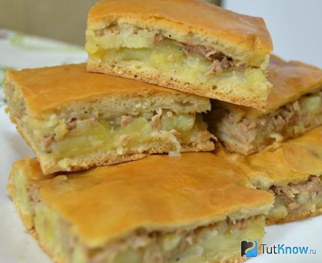 Заливной пирог с картофелем