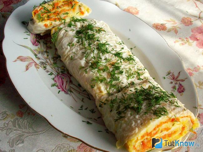 Капустный рулет в тесте фило