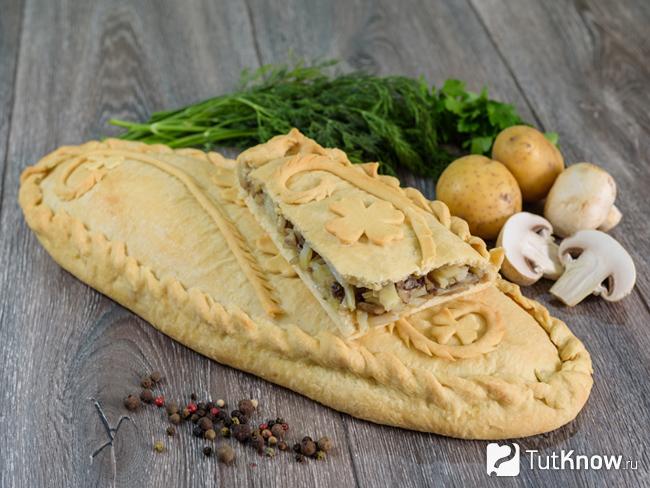 Постный пирог с картошкой и грибами