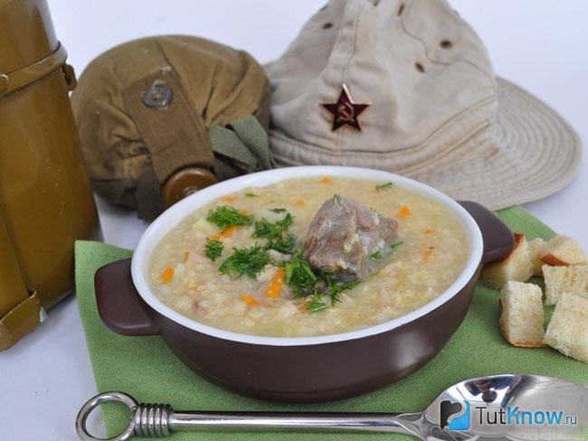 Суп кулеш с пшеном и грибами