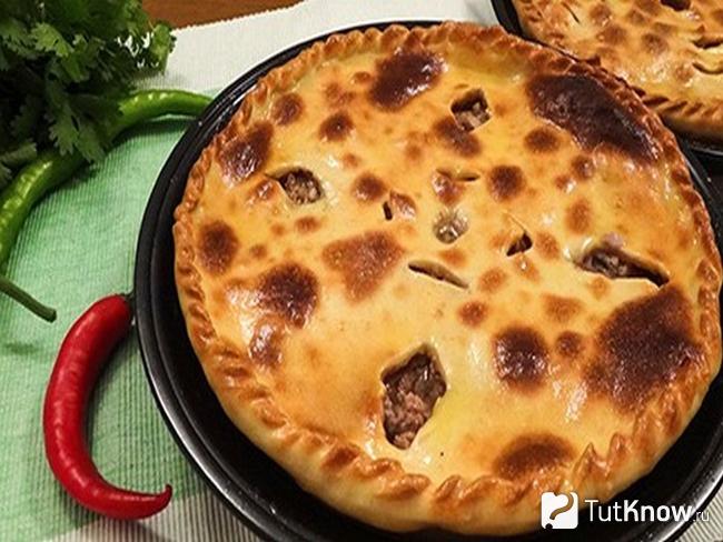 Пирог с мясом и сыром без дрожжей