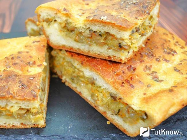 Рецепты пирога с капустой и грибами
