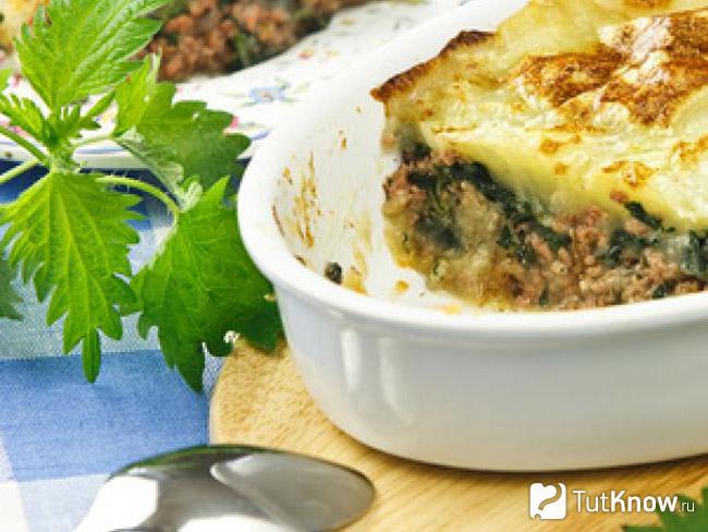 Запеканка с рисом, крапивой и сыром