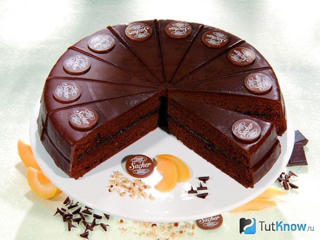 Шоколадный торт Sachertorte с апельсиновым джемом