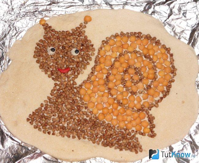Временные рисунки из гречки