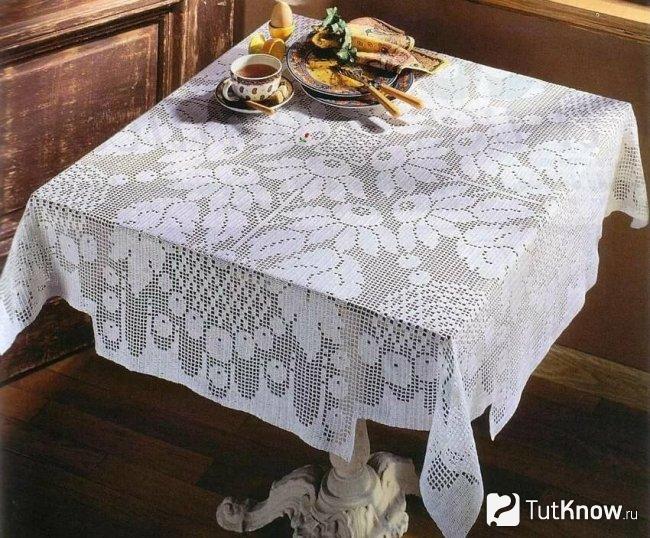 Скатерть в технике филейного вязания