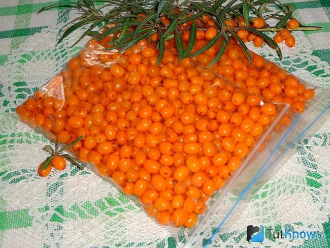 Замороженная облепиха с сахаром